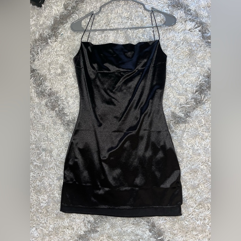 Cowl neck mini slip dress